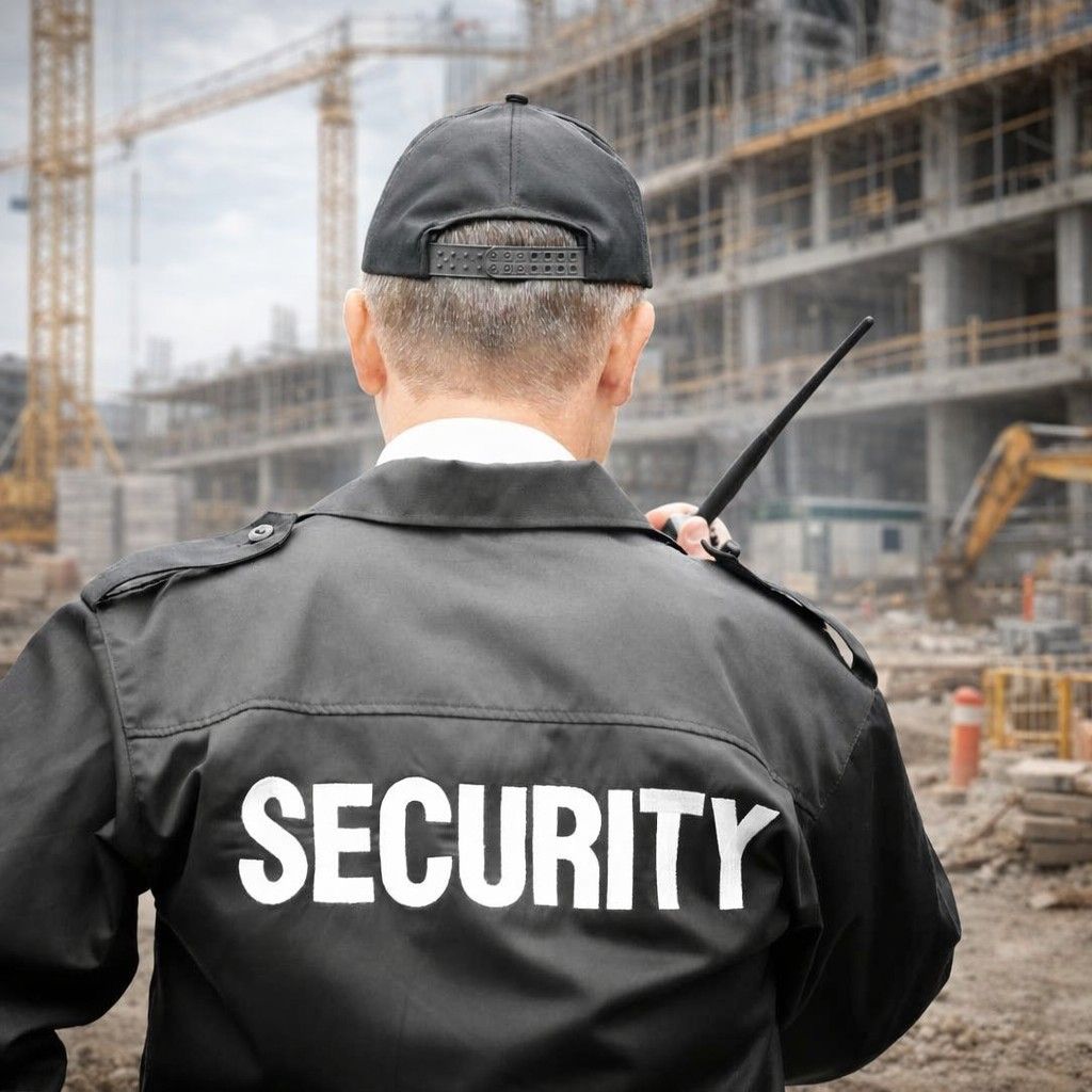 Construction site security officer overseeing active development area